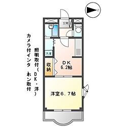 Ａｒｔ錦 2階1DKの間取り