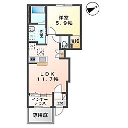 木更津市高柳新築アパート 1階1LDKの間取り