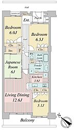 ルネ・ベイグランデ 3階4LDKの間取り