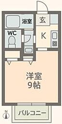 コーポラベンダー 102 1階1Kの間取り