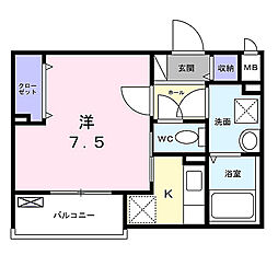 サンレーベ東垣外 2階1Kの間取り