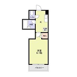東急東横線 日吉駅 徒歩10分の賃貸マンション 3階1Kの間取り