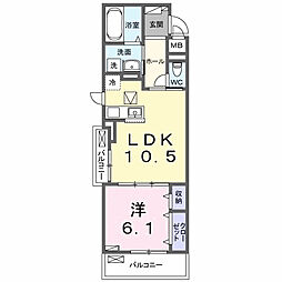 クラール　今泉 1階1LDKの間取り