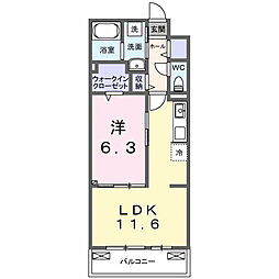 クラール　今泉 2階1LDKの間取り