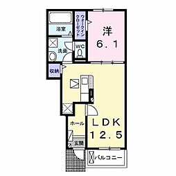 ソラーナ　Ａ 1階1LDKの間取り