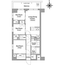 コンフォリア・リヴ大森西 3階3LDKの間取り
