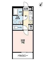 アレーゼ東浦和 1Kの間取図画像