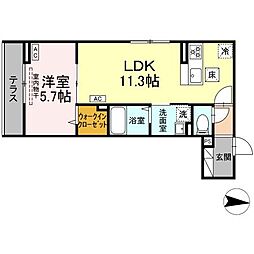 都営新宿線 船堀駅 徒歩17分の賃貸アパート 1階1LDKの間取り