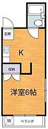 末広ビル 2階1Kの間取り