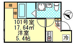 CK四ツ木 1階1Kの間取り