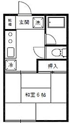 日の出コーポ 202 2階1Kの間取り