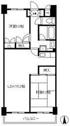 東急田園都市線 青葉台駅 徒歩8分の賃貸マンション 3階2LDKの間取り