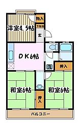 JR武蔵野線 船橋法典駅 徒歩15分の賃貸アパート 2階3DKの間取り