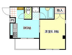 第三美々コーポ 2階1DKの間取り