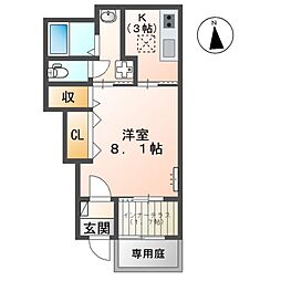 東武佐野線 渡瀬駅 徒歩20分の賃貸アパート 1階1Kの間取り