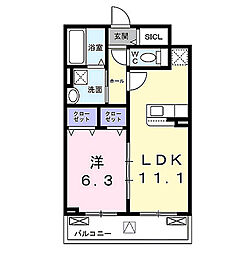 和幸館 3階1LDKの間取り