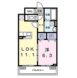 和幸館 3階1LDKの間取り