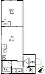 京王線 幡ヶ谷駅 徒歩8分の賃貸マンション 4階1LDKの間取り