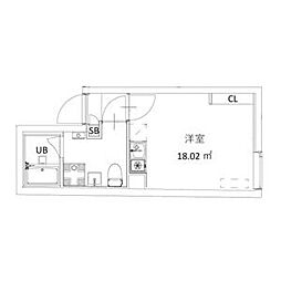 フラシア北赤羽 3階ワンルームの間取り