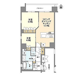 ジ・アーバネックス京都三条通 9階2LDKの間取り