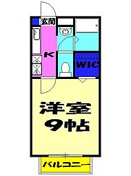 パラディス 1Kの間取図画像