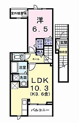 JR青梅線 河辺駅 徒歩7分の賃貸アパート 2階1LDKの間取り