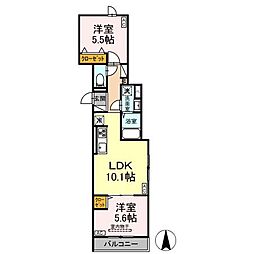 （仮称）荒川6丁目PJ 3階2LDKの間取り