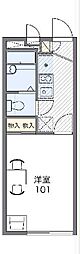 レオパレスエキノックスＣ 2階1Kの間取り