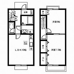 コンフォール東山 A・B棟 1階2LDKの間取り