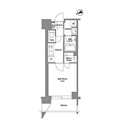 ザ・ケンジントン・レジデンス芝浦 6階1Kの間取り