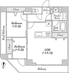 東武東上線 大山駅 徒歩5分の賃貸マンション 7階2LDKの間取り
