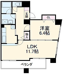ラッフル千代田 4階1LDKの間取り
