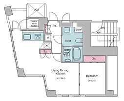 東京メトロ千代田線 乃木坂駅 徒歩1分の賃貸マンション 3階1LDKの間取り