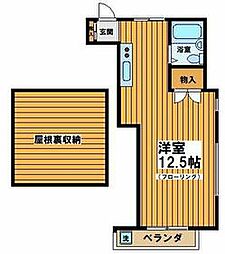京王線 桜上水駅 徒歩5分の賃貸アパート 2階ワンルームの間取り