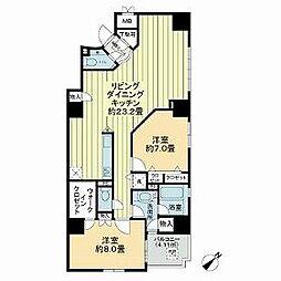 みなとみらい線 馬車道駅 徒歩3分の賃貸マンション 3階2LDKの間取り
