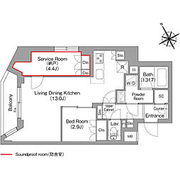 コンフォリア・リヴ平井ＭＵＴＩＯ 1階1SLDKの間取り