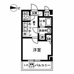 JR京浜東北・根岸線 山手駅 徒歩10分の賃貸マンション 2階1Kの間取り