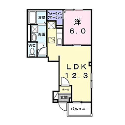 カーサバレンシア多米西町 1階1LDKの間取り