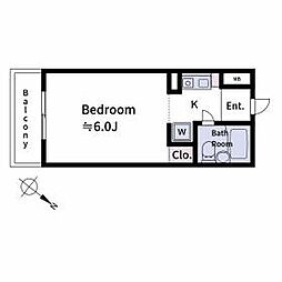 ＮＵ　ＴＥＲＲＡＣＥ鵜の木 4階ワンルームの間取り