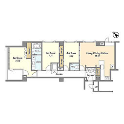 東京メトロ千代田線 赤坂駅 徒歩5分の賃貸マンション 2階3LDKの間取り