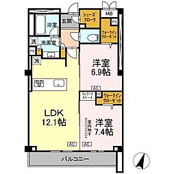 つくばエクスプレス 守谷駅 徒歩10分の賃貸マンション 2階2LDKの間取り