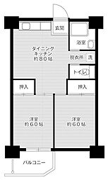 ビレッジハウス泉北栂タワー 2DKの間取図画像