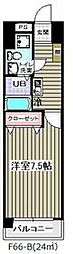 東京メトロ東西線 葛西駅 徒歩3分の賃貸マンション 2階1Kの間取り