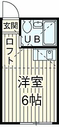 ネオステーションプラザ屏風浦 2階ワンルームの間取り
