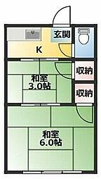 JR埼京線 板橋駅 徒歩7分の賃貸マンション 3階2Kの間取り