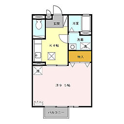 近鉄湯の山線 桜駅 徒歩11分の賃貸アパート 1階1Kの間取り