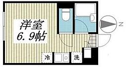 京王線 北野駅 徒歩8分の賃貸アパート 2階ワンルームの間取り