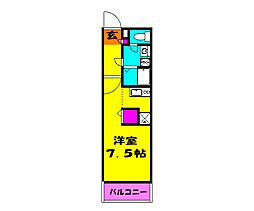 リブリ・Ｅｖｅｒ　ｇｒｅｅｎ 2階1Kの間取り