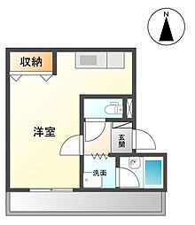 ヴーヴレイ 3階1Kの間取り