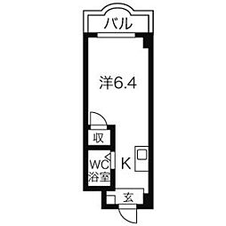 クレールショーワIII 4F 4階1Kの間取り